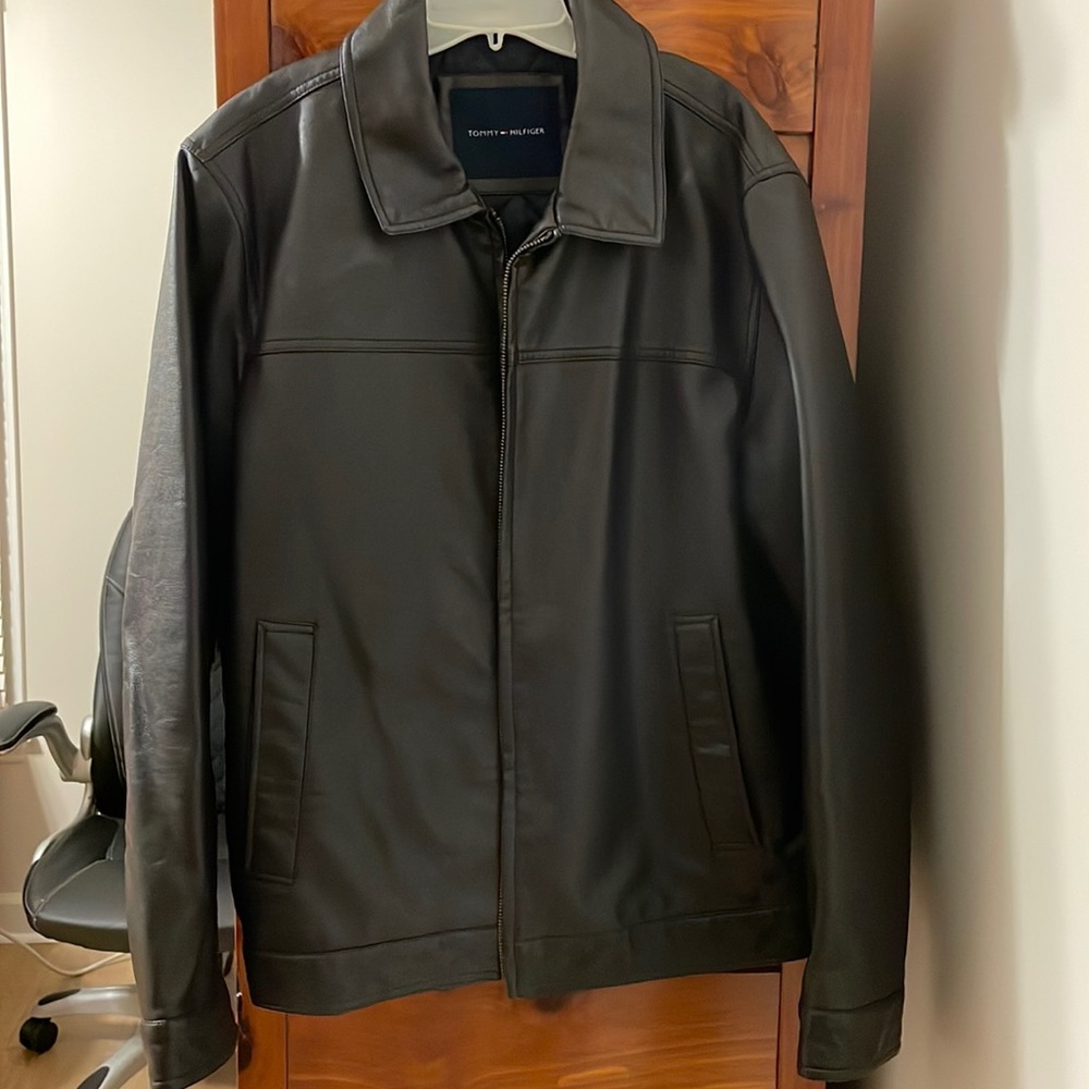Tommy Hilfiger Mens XL Vegan Leather Quilted lining Bomber Jacket